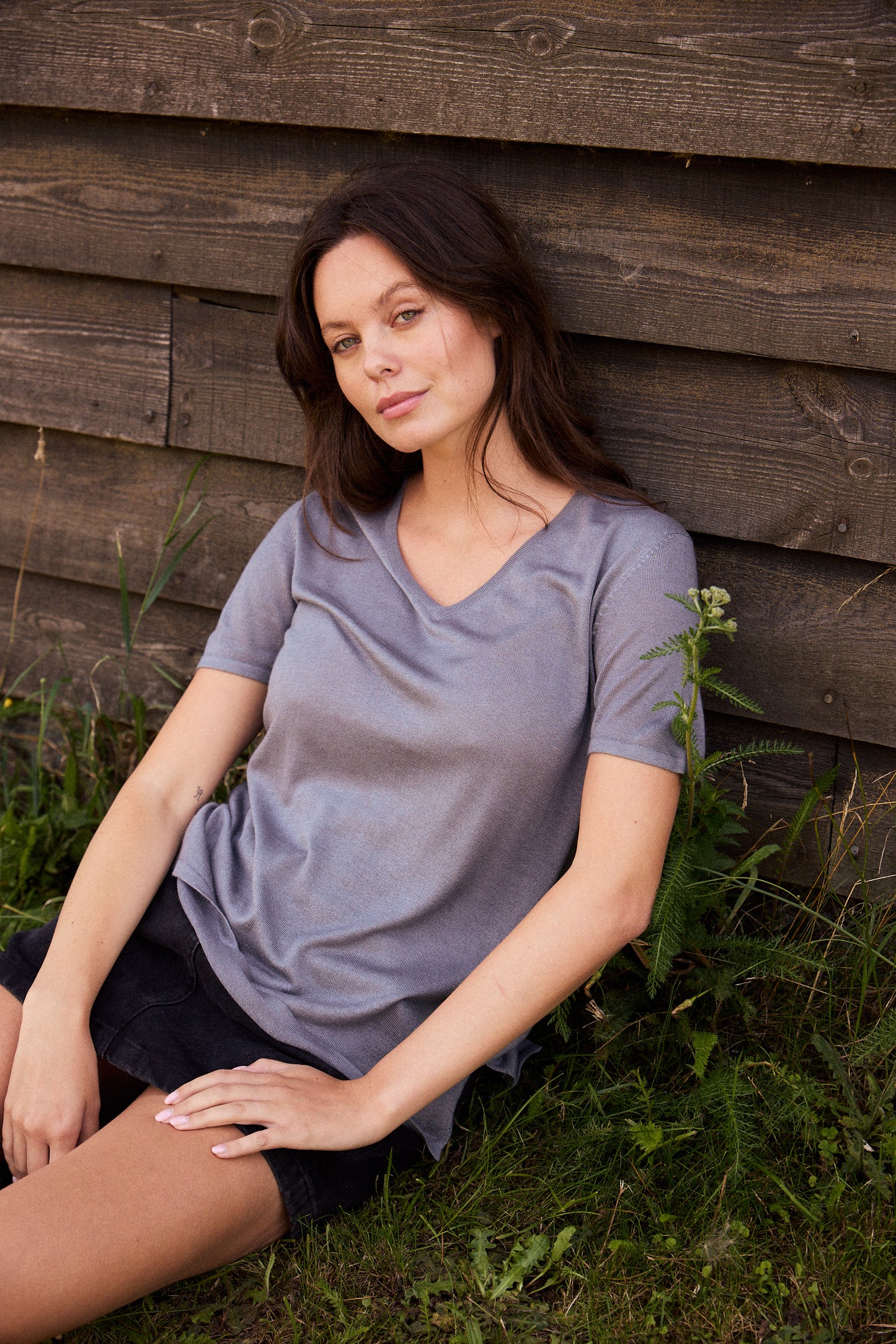 Short Sleeve Silk & Cashmere T-shirt