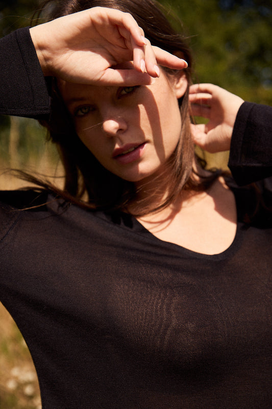 Long Sleeve Silk & Cashmere T-shirt