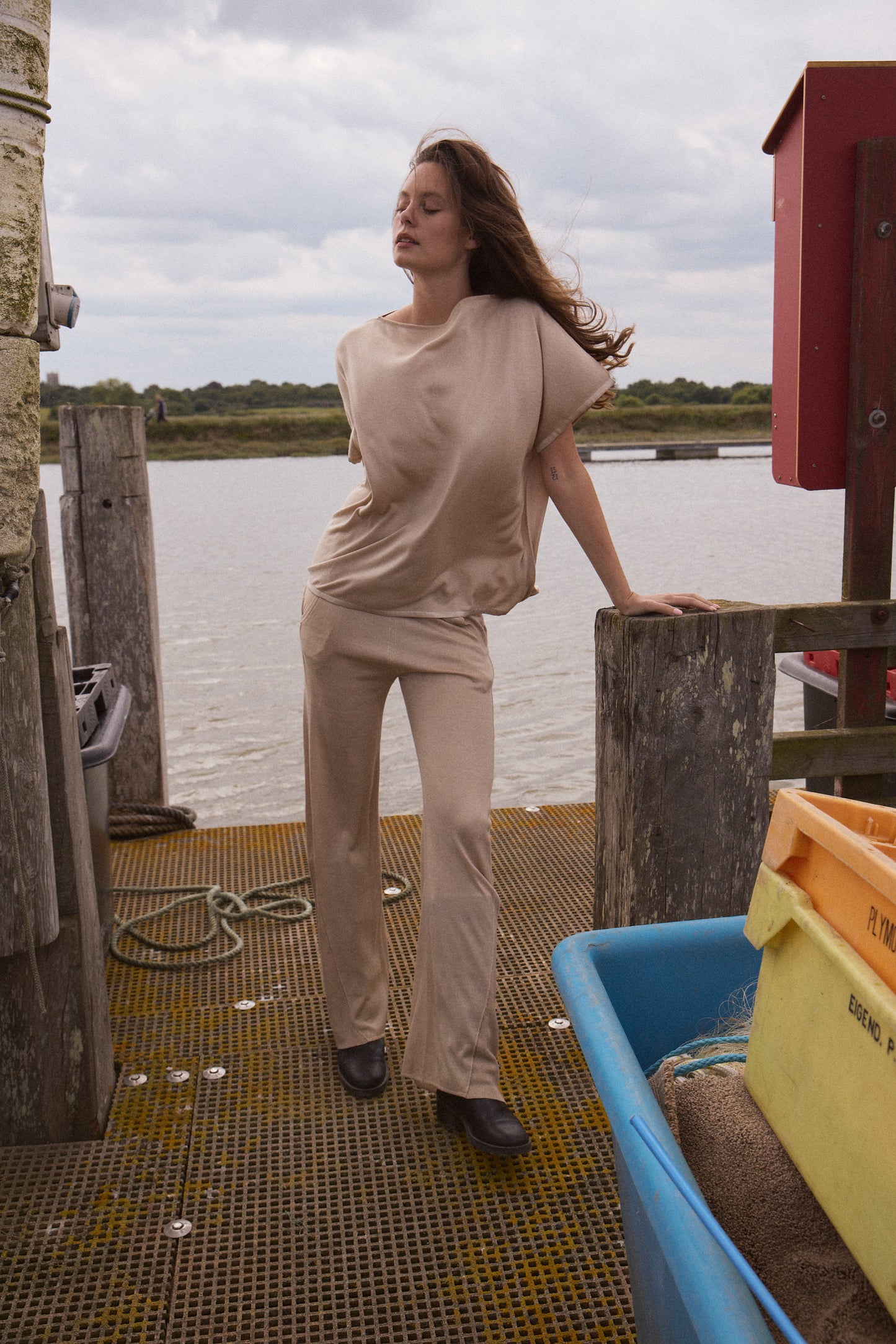 Silk & Cashmere Boat Neck Top and Trouser Set
