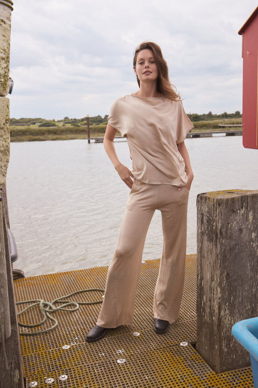 Silk & Cashmere Boat Neck Top and Trouser Set
