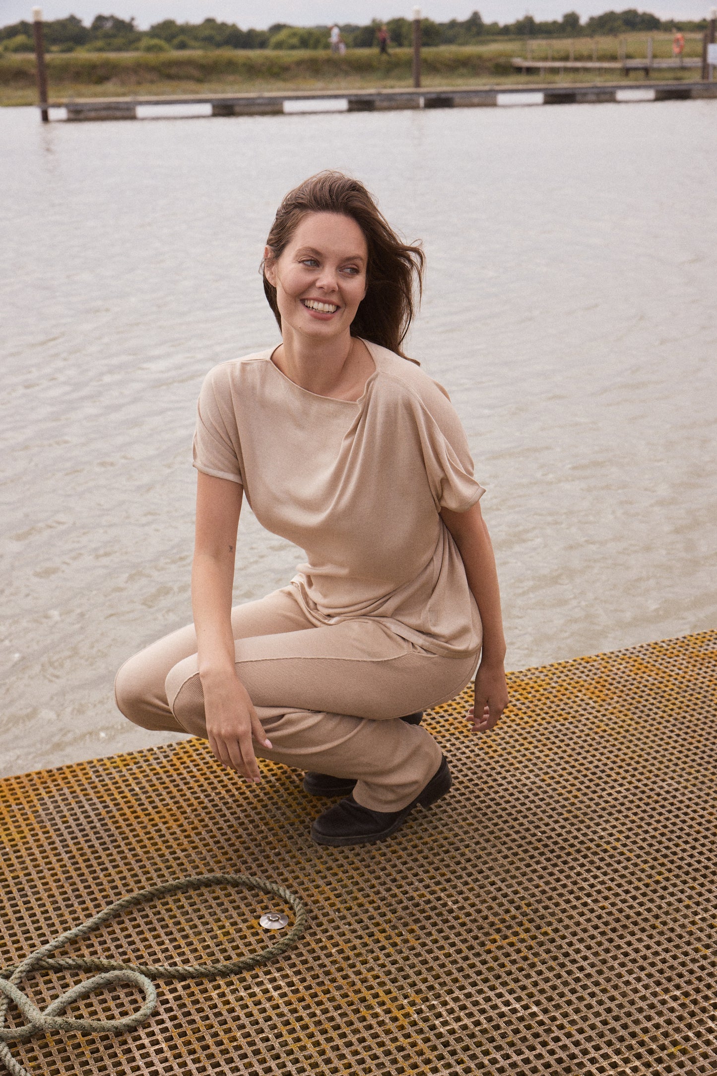 Silk & Cashmere Boat Neck Top and Trouser Set