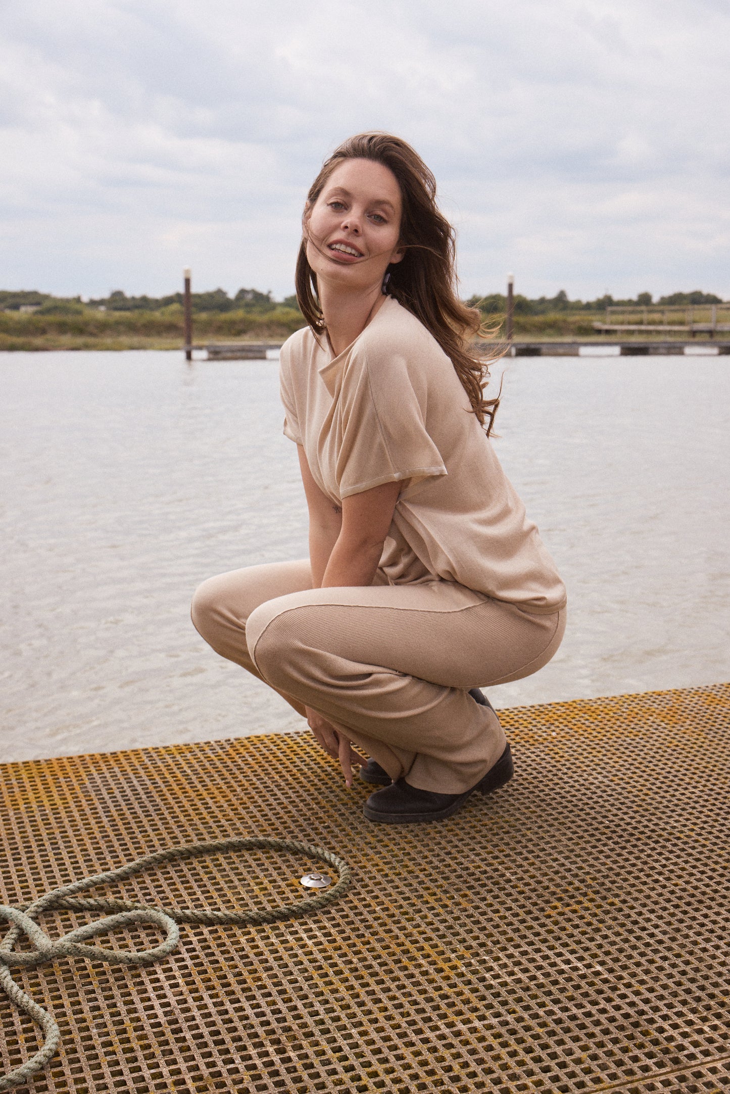 Silk & Cashmere Boat Neck Top and Trouser Set
