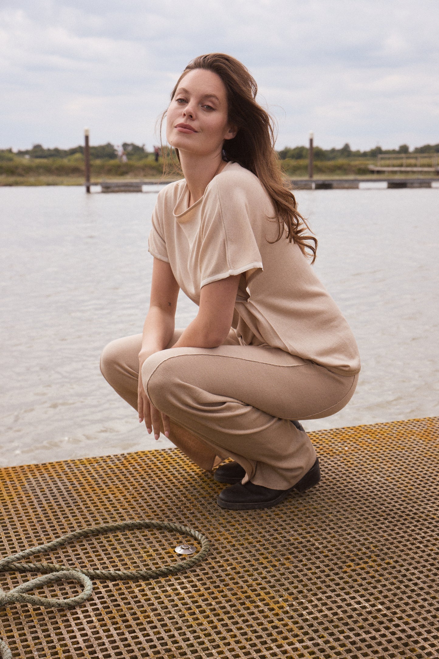 Silk & Cashmere Boat Neck Top and Trouser Set