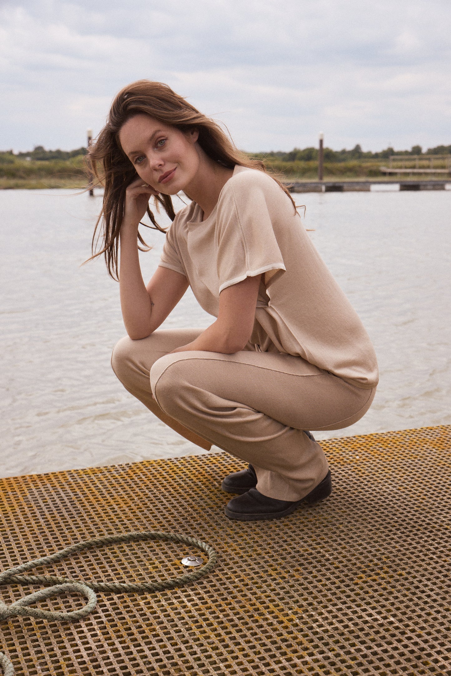Silk & Cashmere Boat Neck Top and Trouser Set
