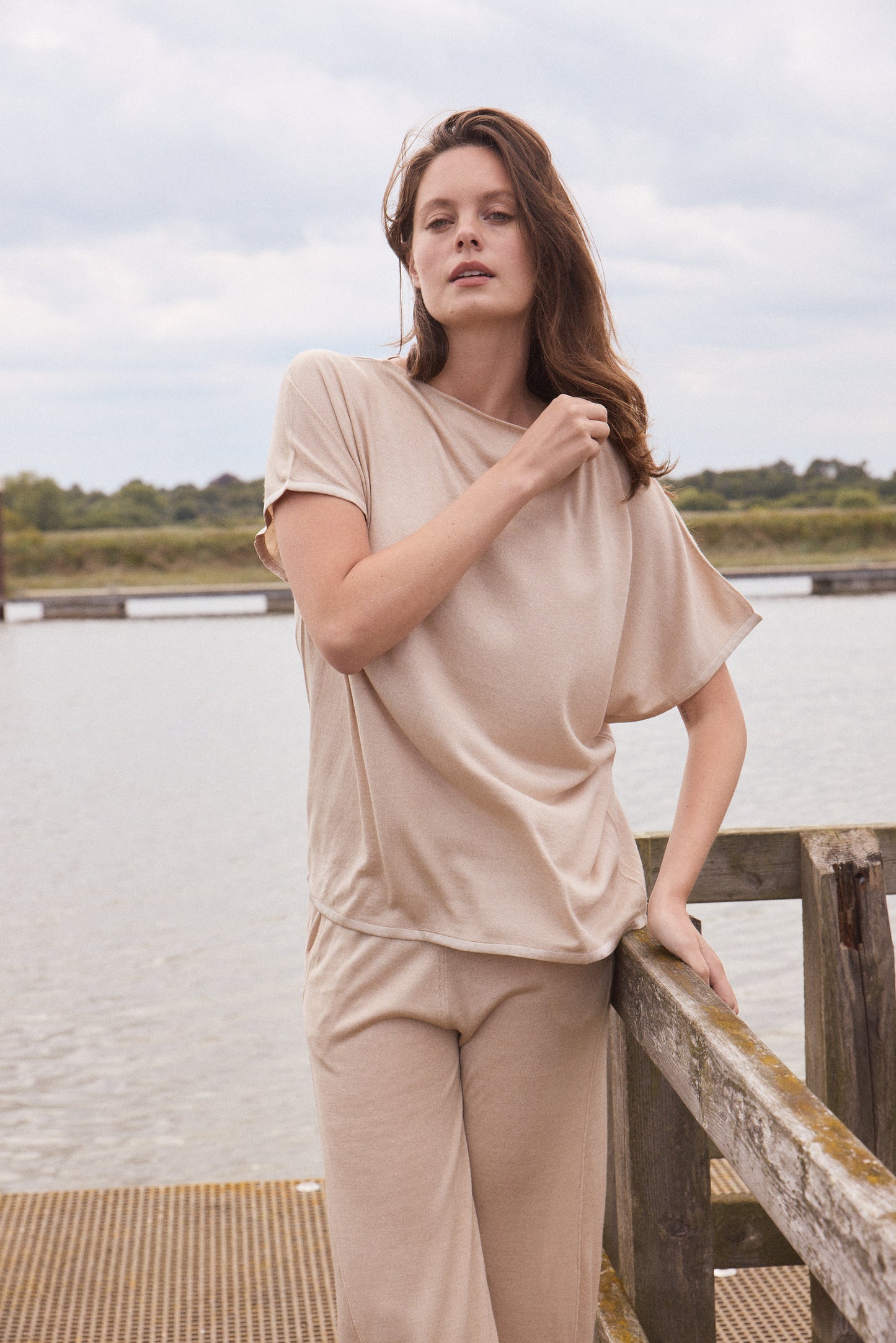 Silk & Cashmere Boat Neck Top and Trouser Set