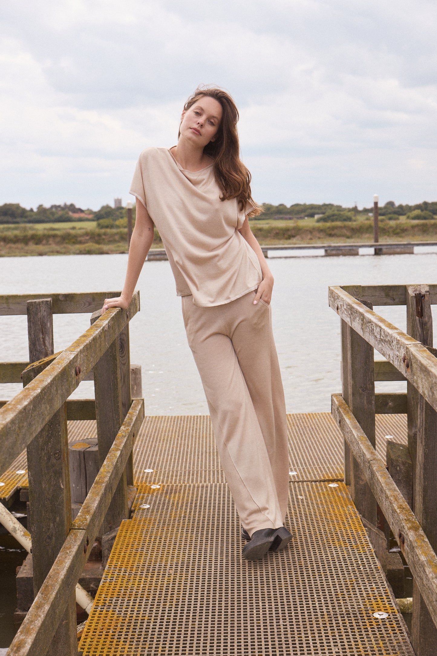 Silk & Cashmere Boat Neck Top and Trouser Set