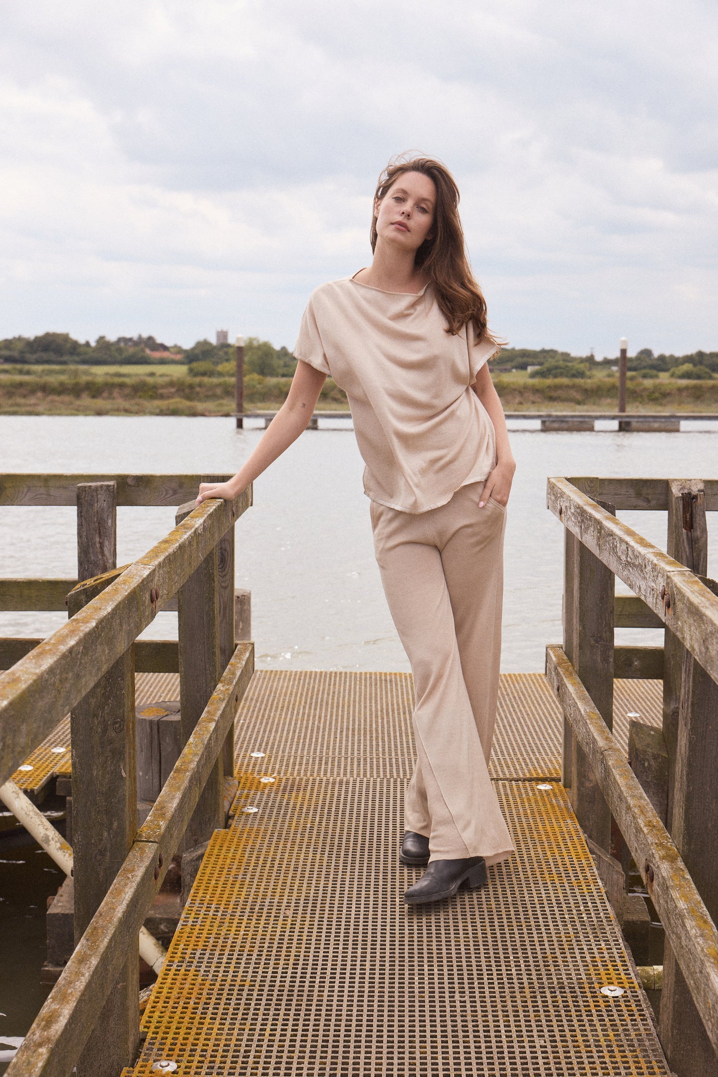 Silk & Cashmere Boat Neck Top and Trouser Set
