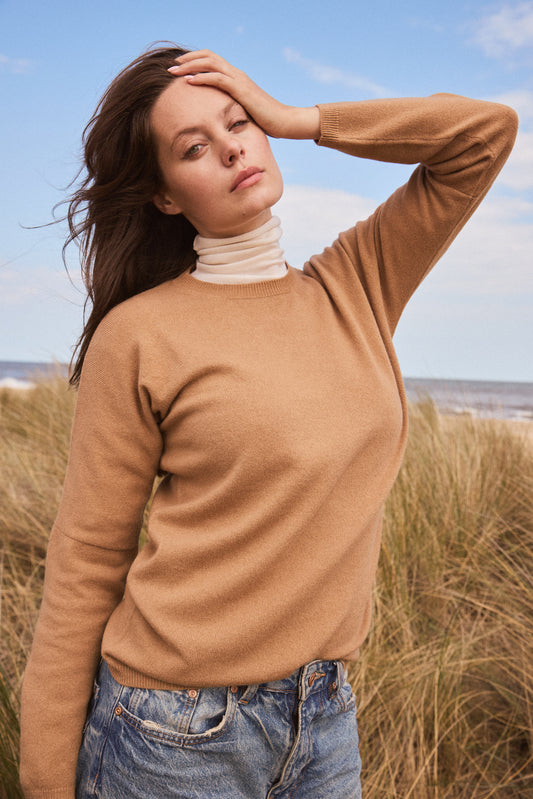 Caramel Crew Neck in Cashmere and Wool
