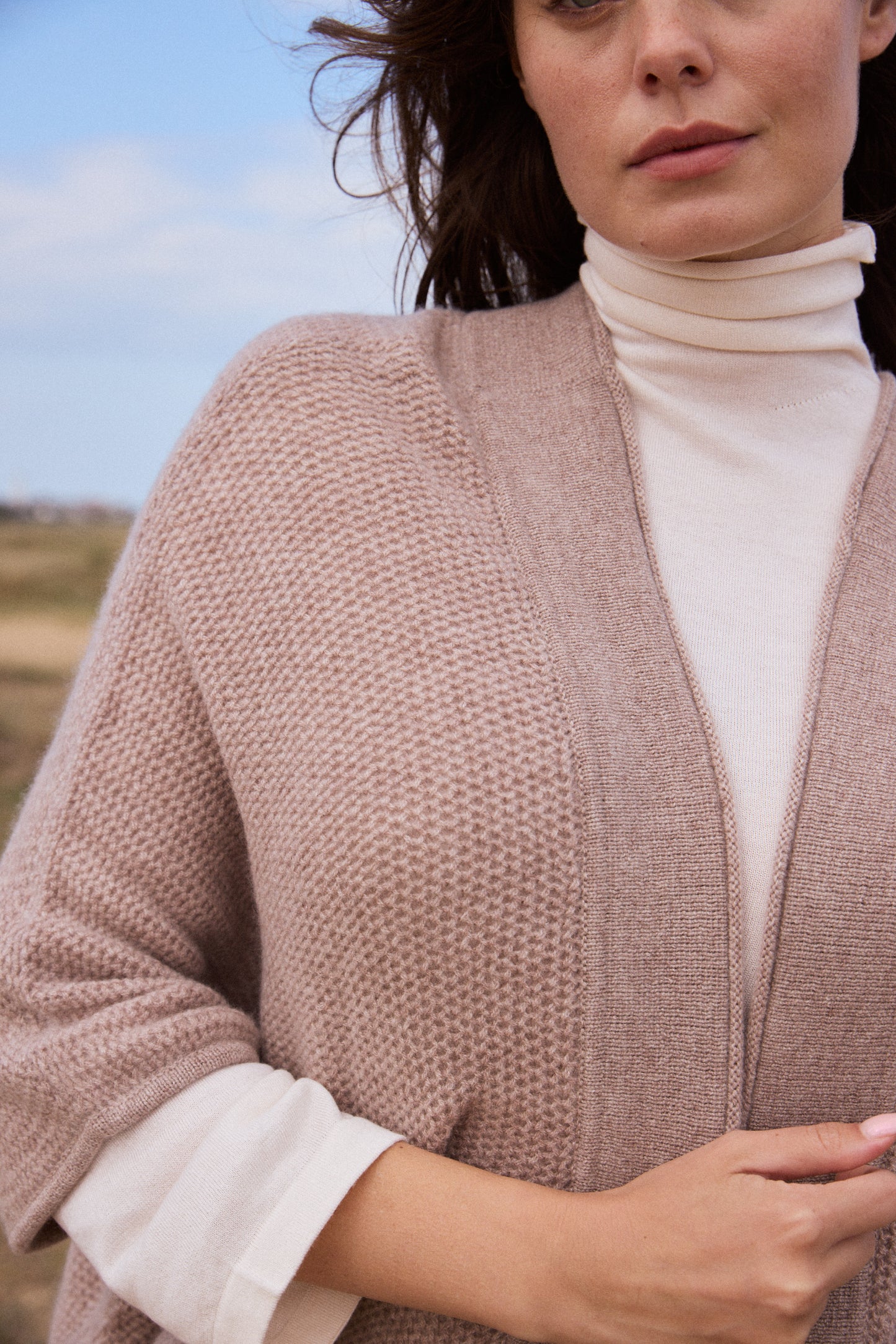 100% Cashmere Three Quarter Length Open Cardigan. LAST FEW REMAINING. WAS £295 now £195.