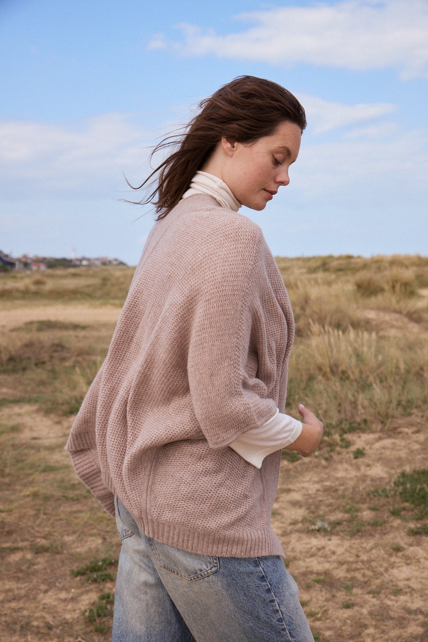 100% Cashmere Three Quarter Length Open Cardigan. LAST FEW REMAINING. WAS £295 now £195.