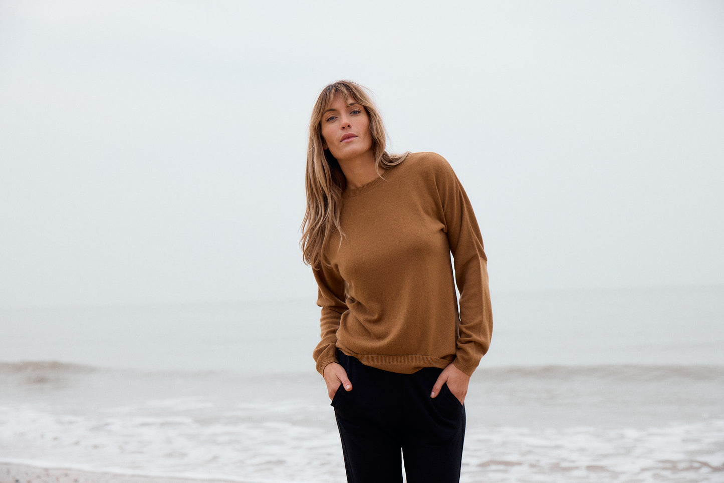 Caramel Crew Neck in Cashmere and Wool