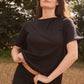 Short Sleeve Silk & Cashmere Boat Neck Top