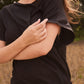 Short Sleeve Silk & Cashmere Boat Neck Top