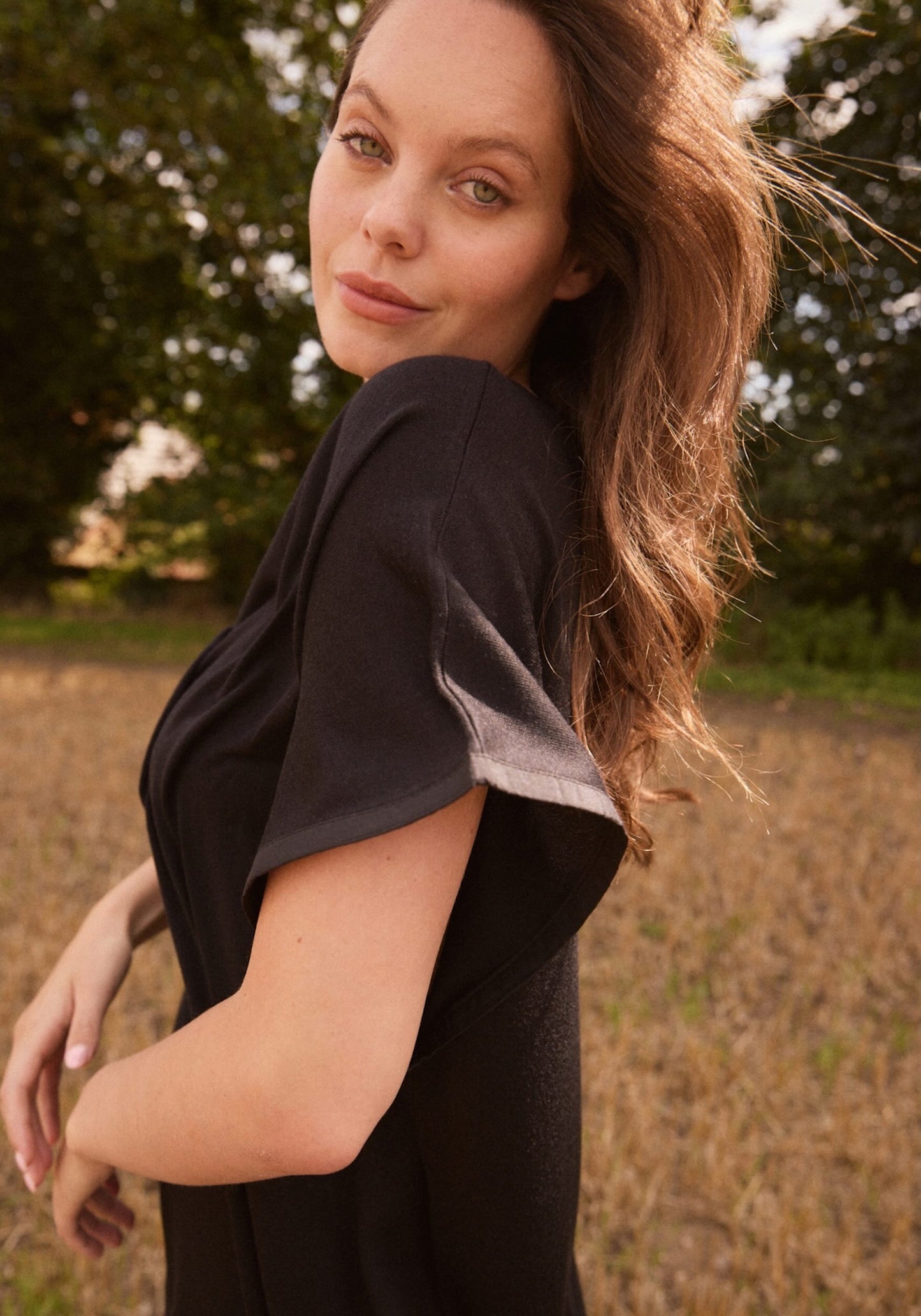 Short Sleeve Silk & Cashmere Boat Neck Top