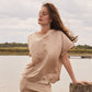 Short Sleeve Silk & Cashmere Boat Neck Top