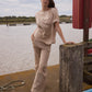 Silk & Cashmere Boat Neck Top and Trouser Set