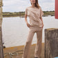 Silk & Cashmere Boat Neck Top and Trouser Set