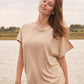 Short Sleeve Silk & Cashmere Boat Neck Top