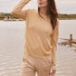 Gold Lightweight Silk and Cashmere Blend Tee
