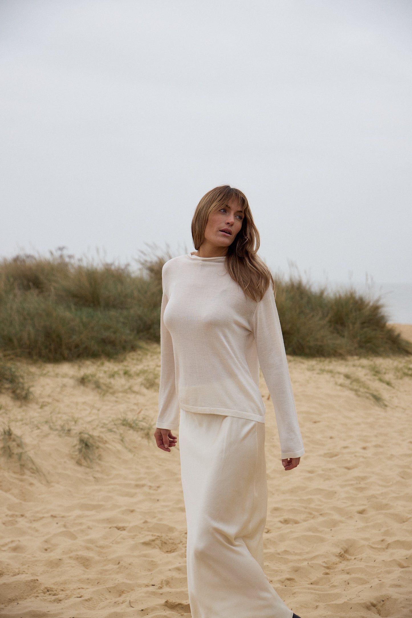 Long Sleeve Silk & Cashmere Boat Neck Top