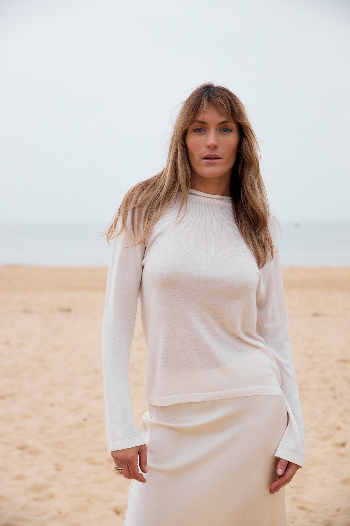 Long Sleeve Silk & Cashmere Boat Neck Top