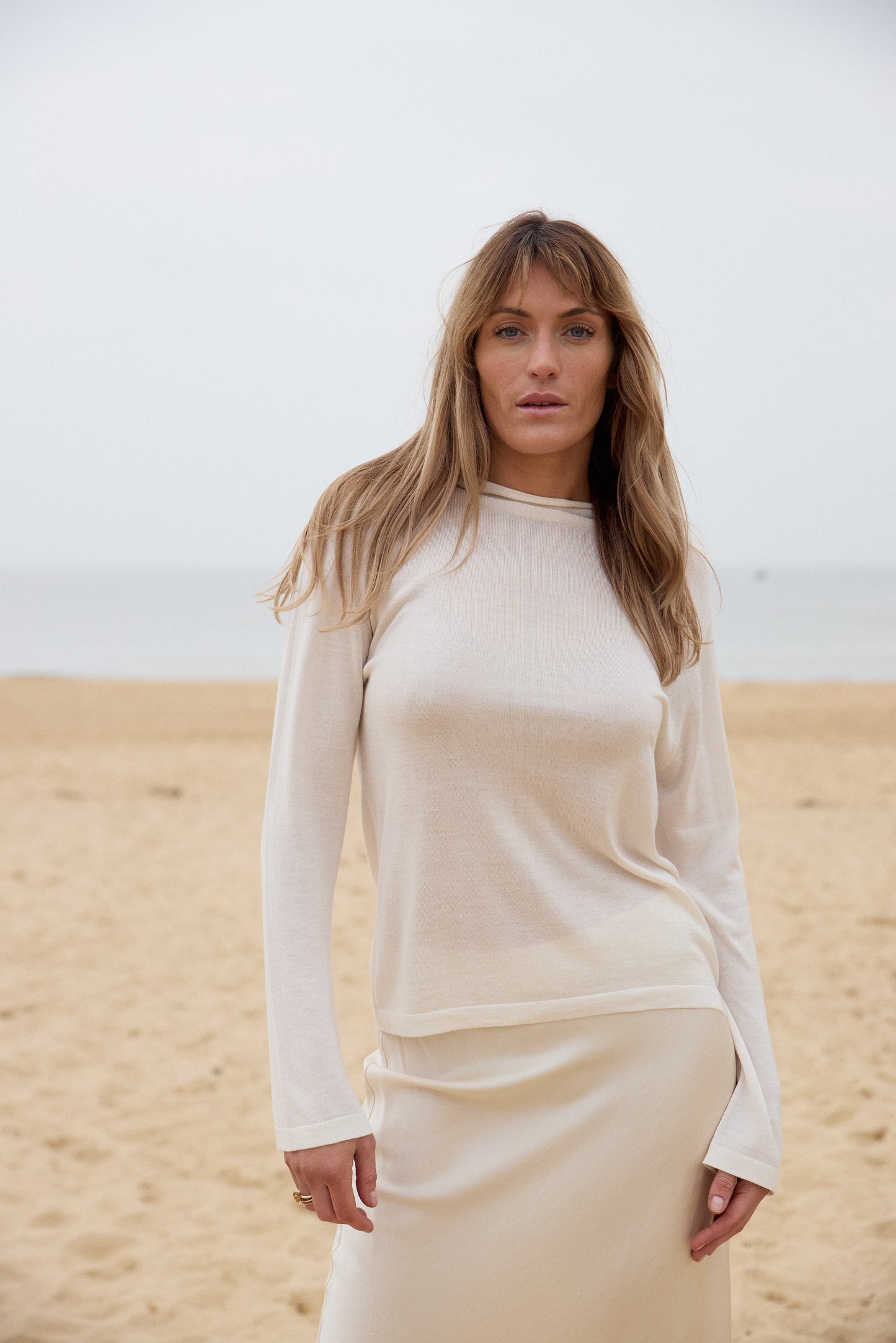Long Sleeve Silk & Cashmere Boat Neck Top
