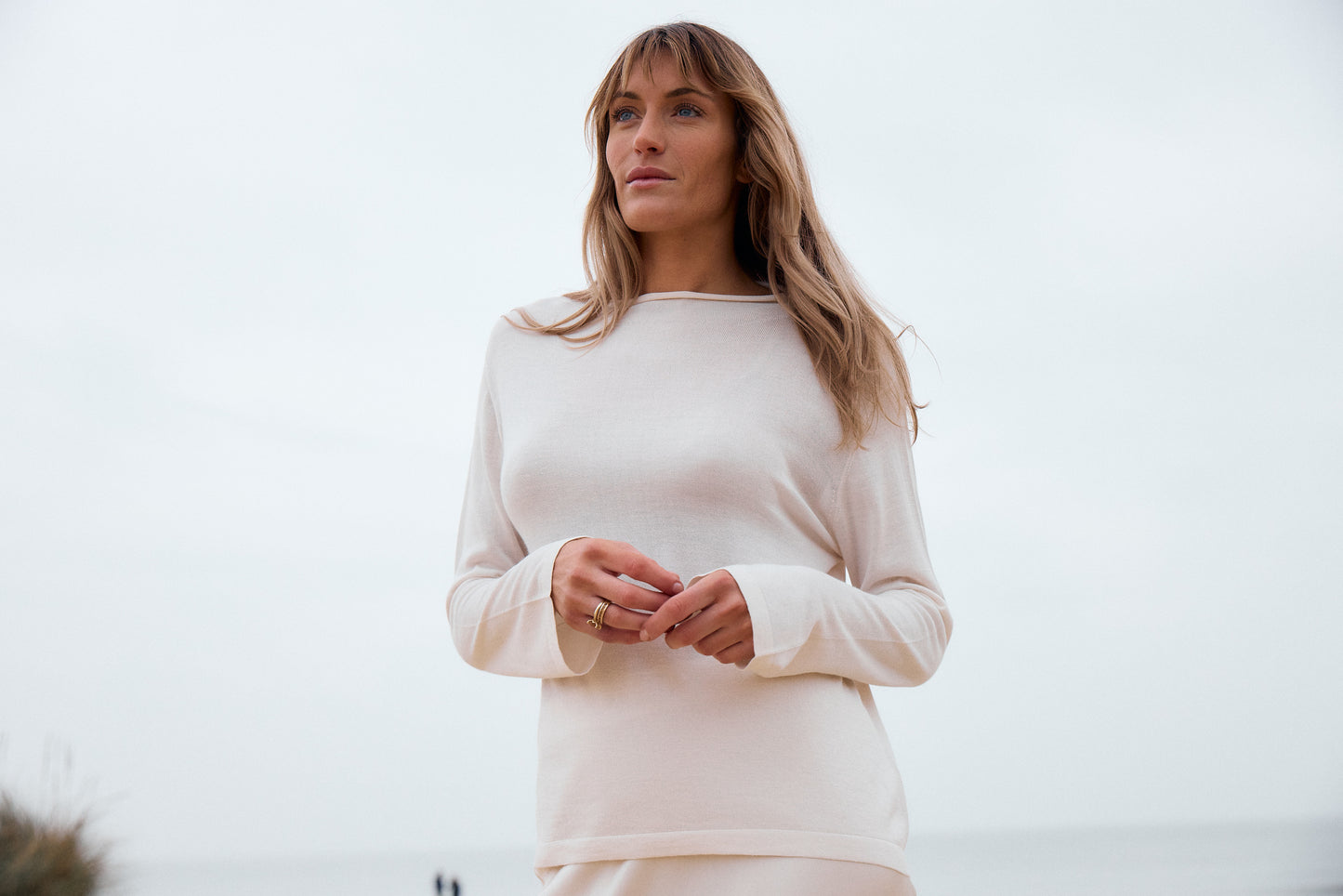 Long Sleeve Silk & Cashmere Boat Neck Top