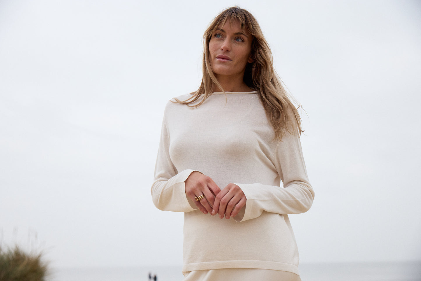 Long Sleeve Silk & Cashmere Boat Neck Top