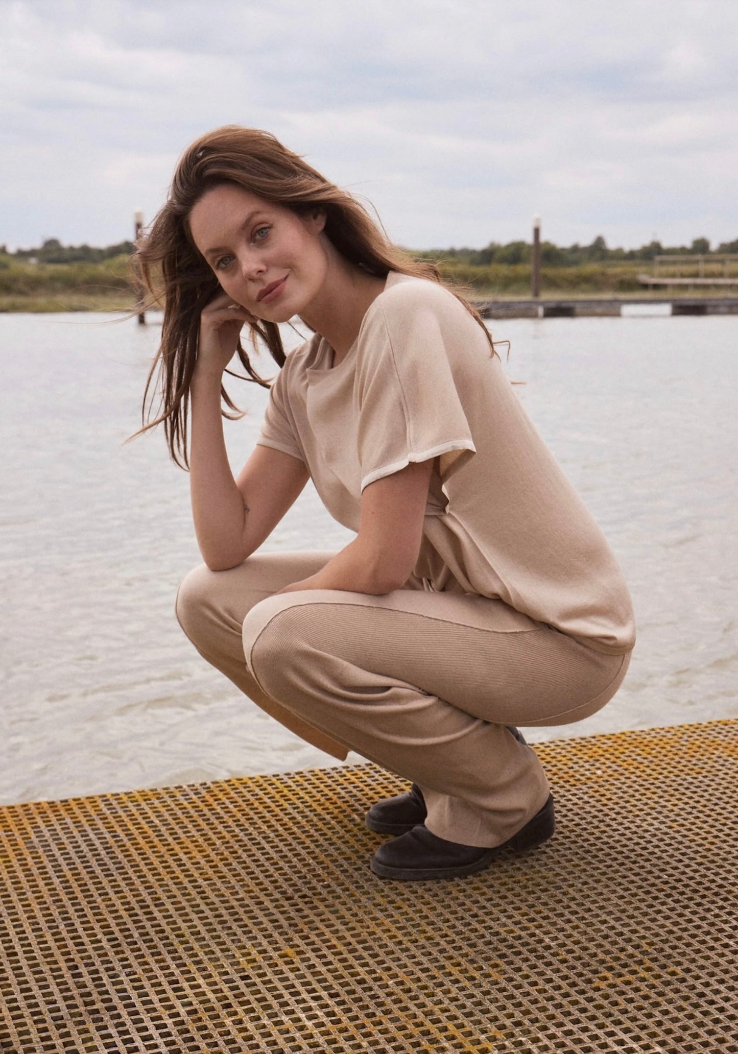 Silk & Cashmere Boat Neck Top and Trouser Set