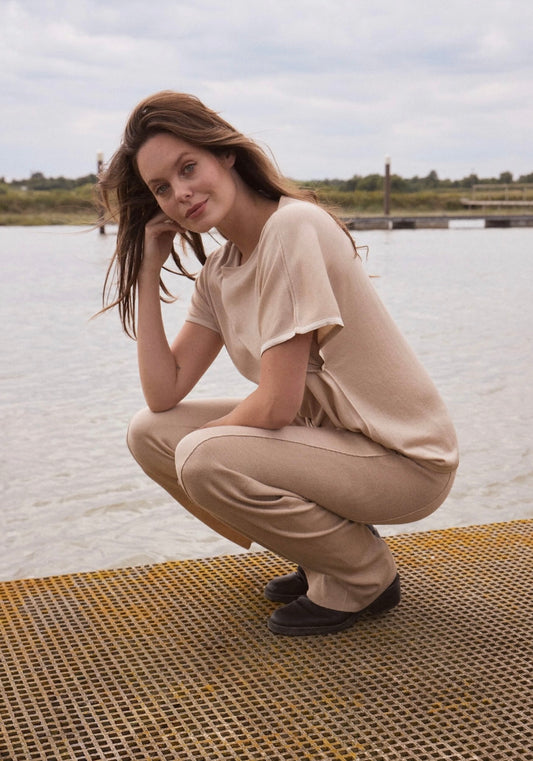 Silk & Cashmere Boat Neck Top and Trouser Set