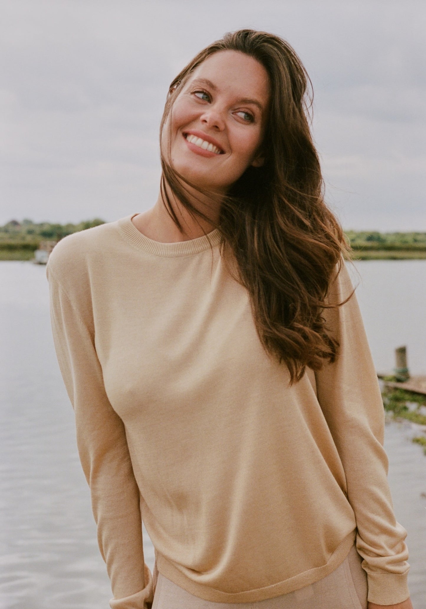 Gold Lightweight Silk and Cashmere Blend Tee