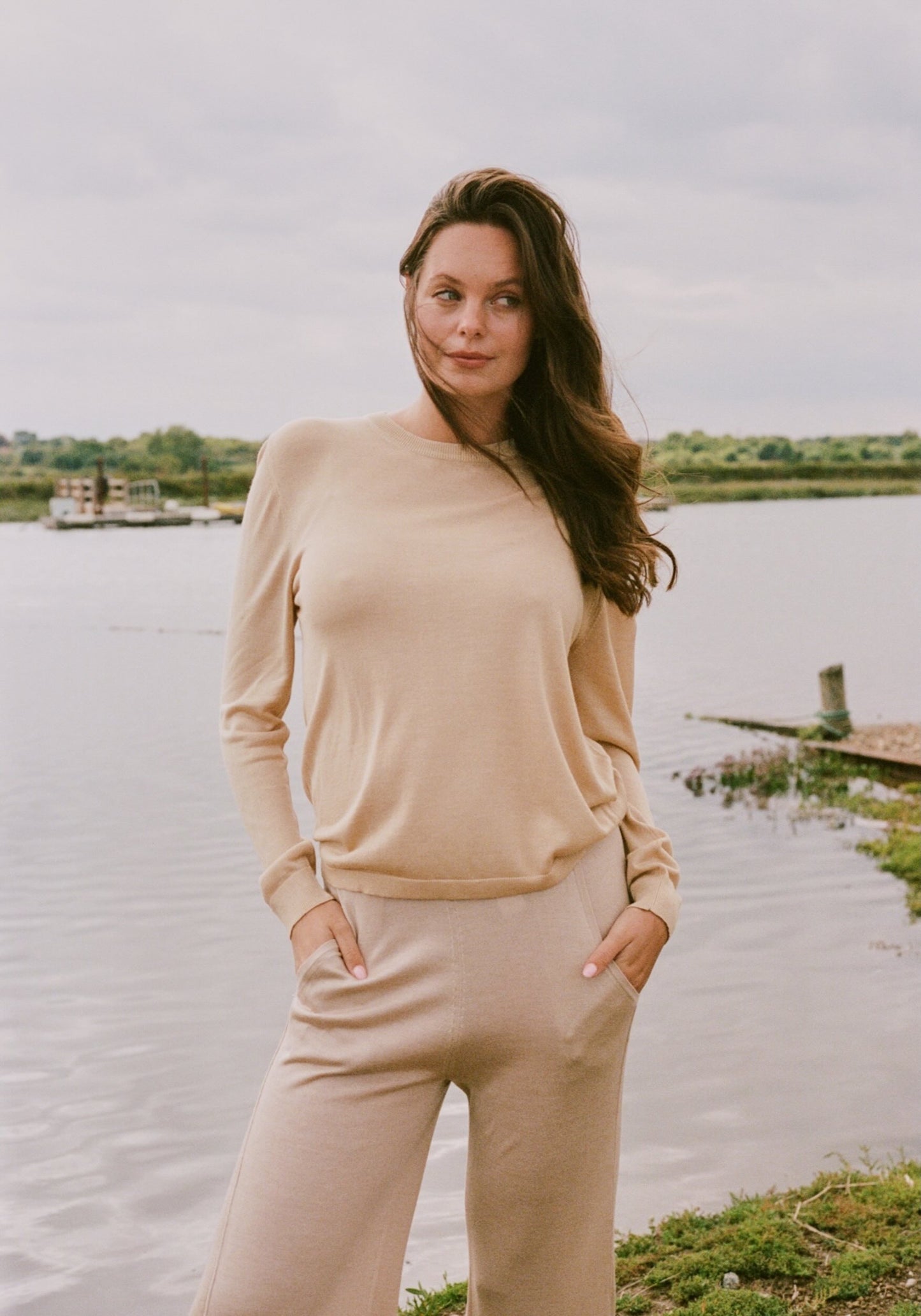 Gold Lightweight Silk and Cashmere Blend Tee