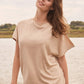 Short Sleeve Silk & Cashmere Boat Neck Top