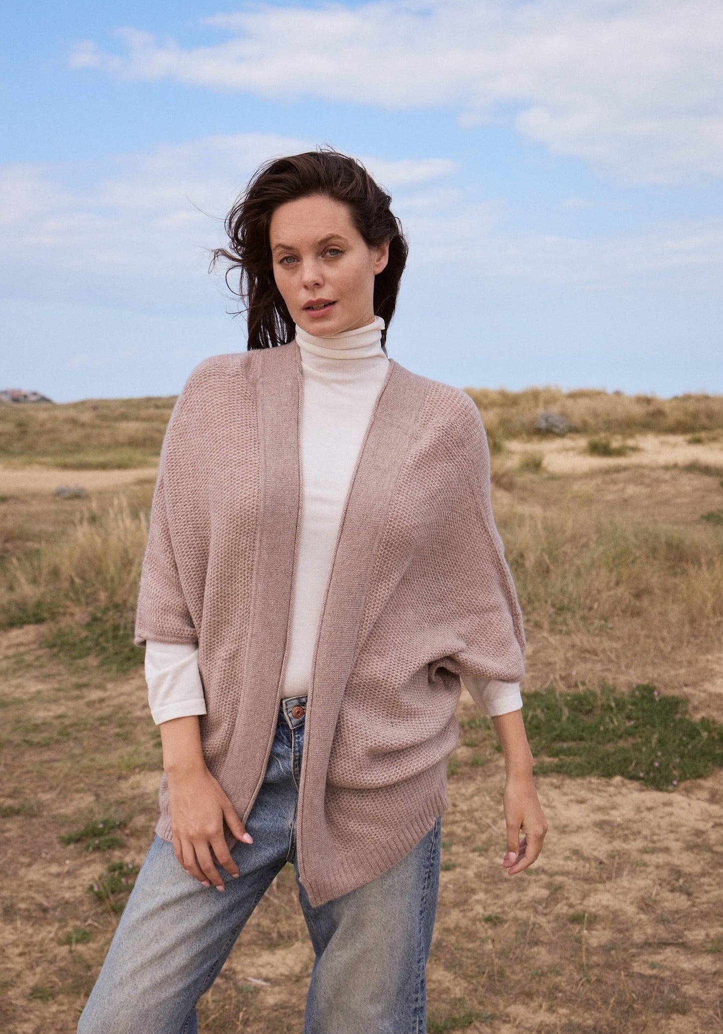 100% Cashmere Three Quarter Length Open Cardigan. LAST FEW REMAINING. WAS £295 now £195.