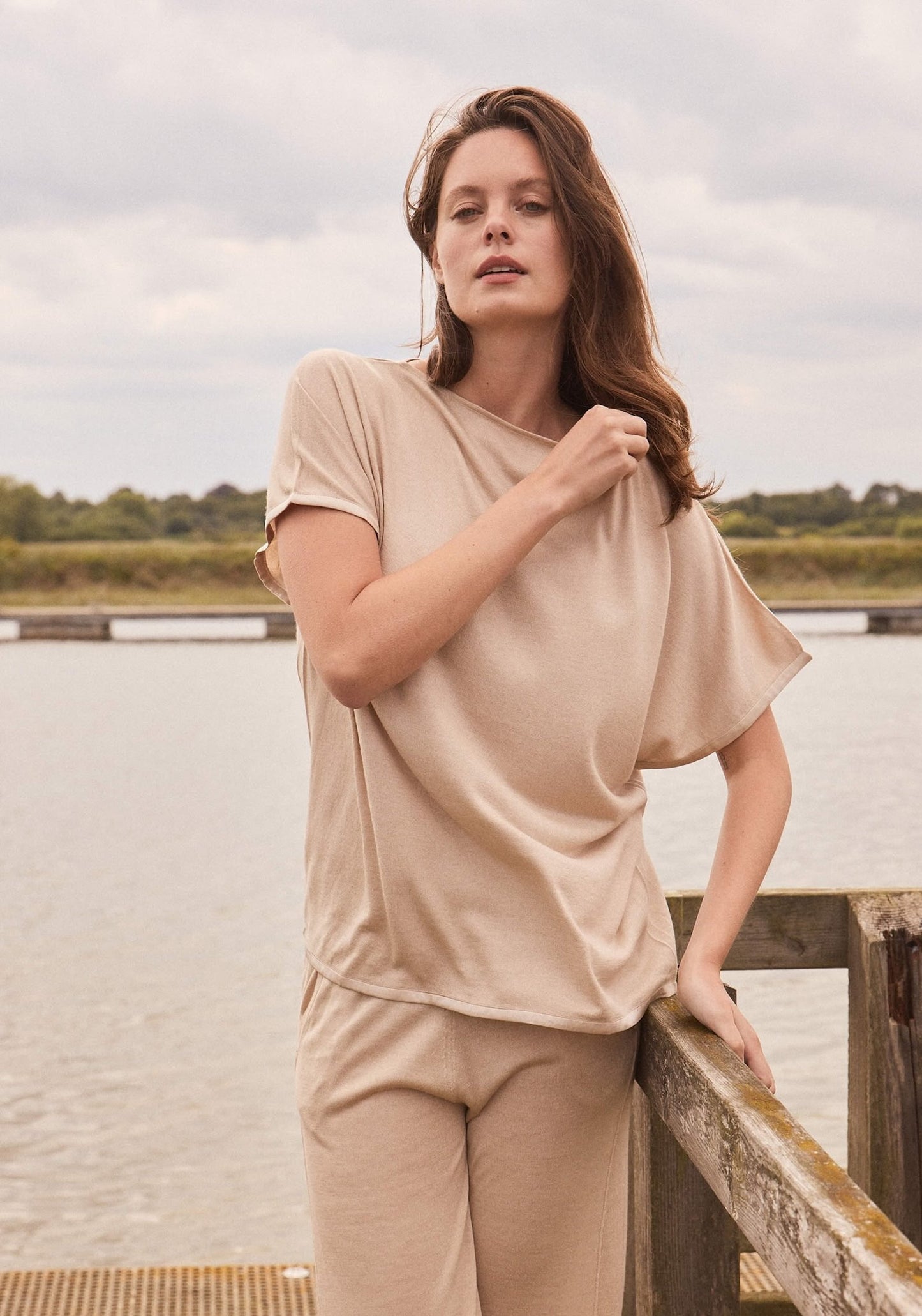 Silk & Cashmere Boat Neck Top and Trouser Set