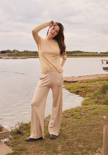 Silk & Cashmere Boat Neck Top and Trouser Set