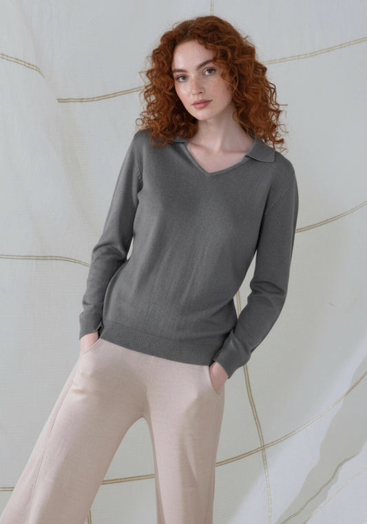 Silk & Cashmere Polo Jumper