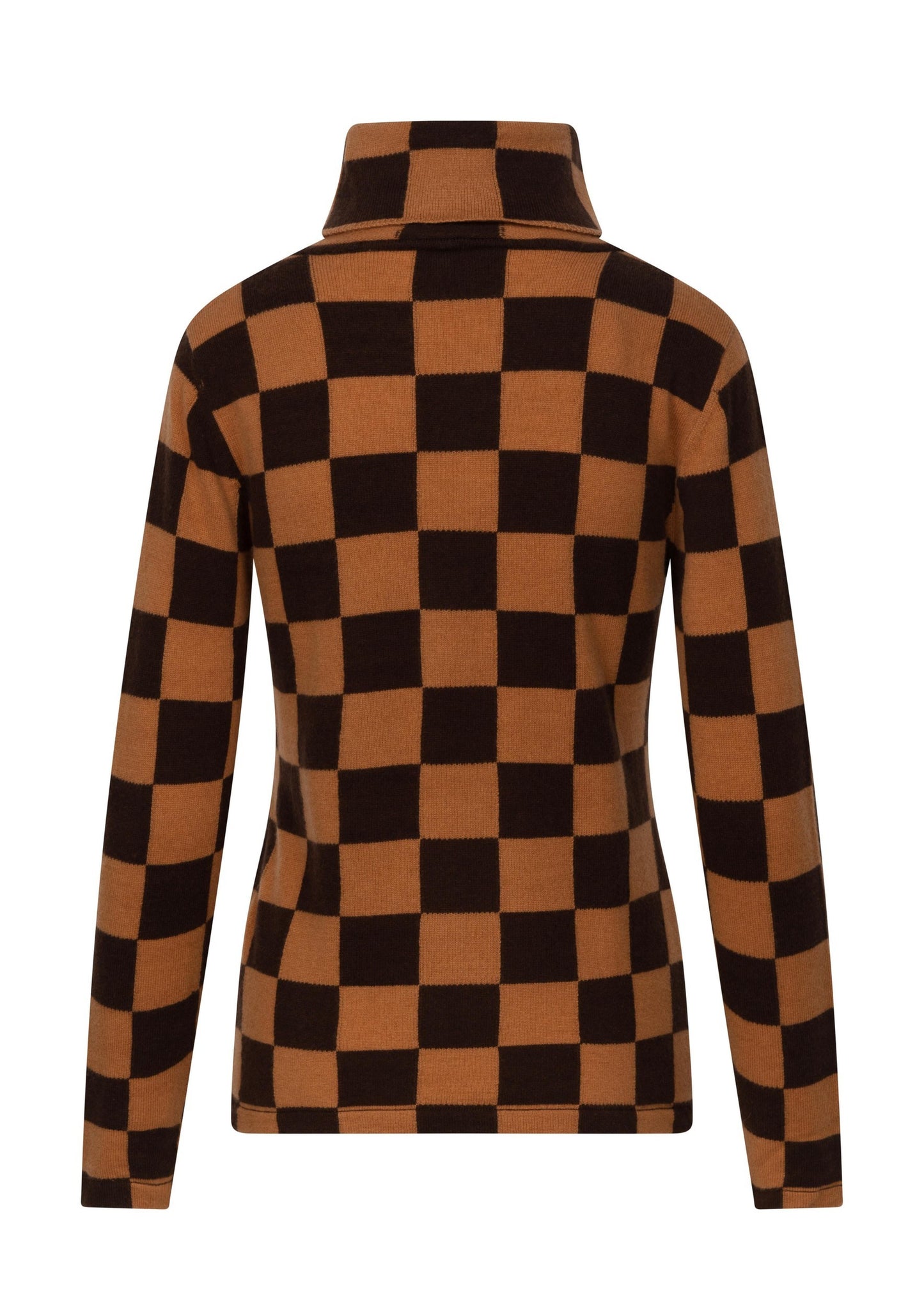 100% Cashmere Chessboard Design, Lightweight Roll Neck.