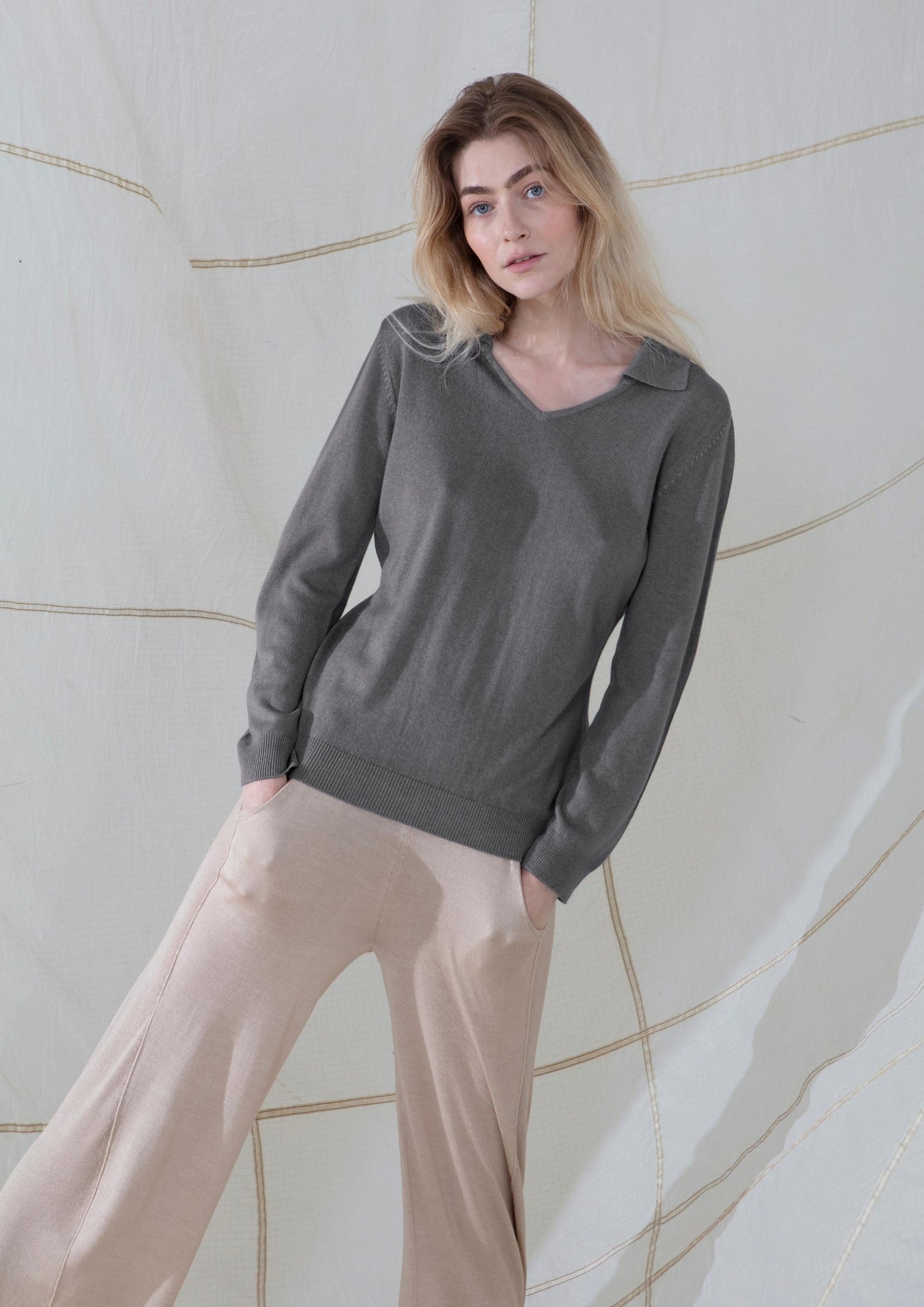 Silk & Cashmere Polo Jumper