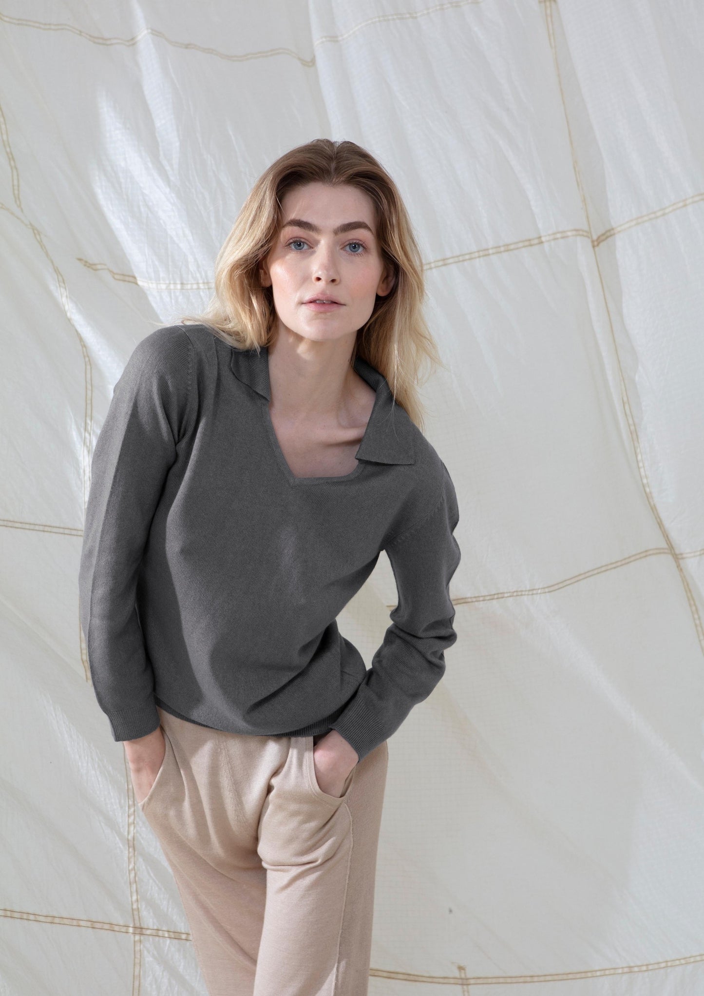 Silk & Cashmere Polo Jumper